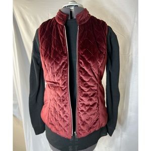 Women's Size Large Entro Quilted Velvet Burgundy Vest
